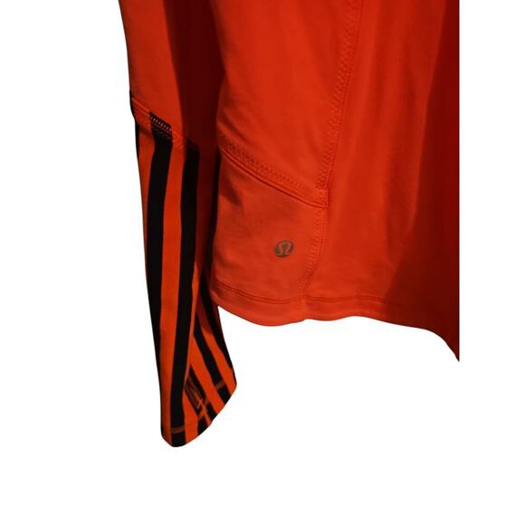 Lululemon Full Zip Forme Jacket Black Orange Size 8 stripe thumb hole running - Picture 7 of 10